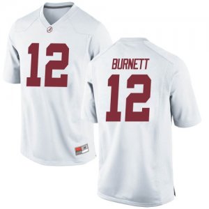 Men's Alabama Crimson Tide #12 Logan Burnett White Replica NCAA College Football Jersey 2403TASE0